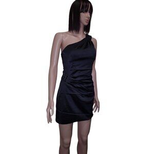 Rachael G One-Strap Satin Dress. Black Color. Size M